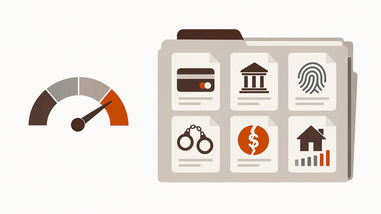 Illustrated comparison of credit score and screening report